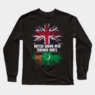 British Grown with Turkmen Roots UK Flag England Britain Union Jack Long Sleeve T-Shirt